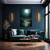 Moderný nástenný dekor Mesiac nad tajomnými skalami - PREMIUM ART | rôzne rozmery
